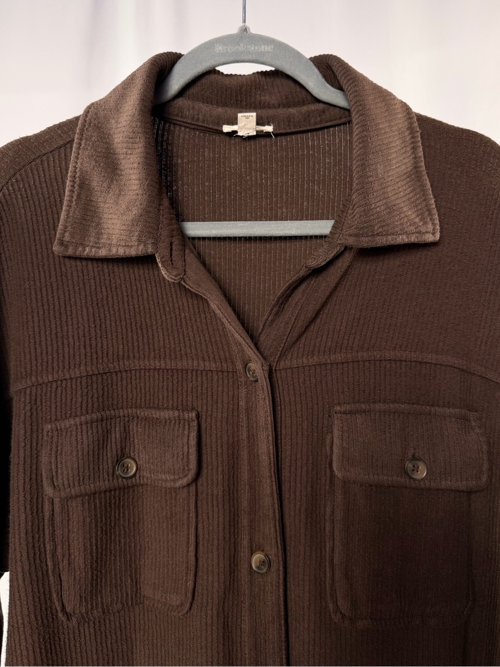Anthropologie Pilcro Button-Front Utility Shirt Duster Shacket Jacket Brown - Picture 4 of 10